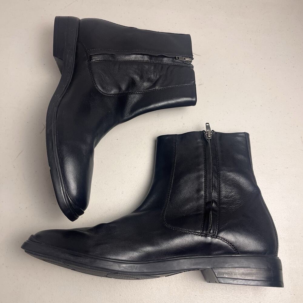 Cole Haan Black Leather Waterproof Side Zip Boots NikeAir Sole Men's 11M C09035